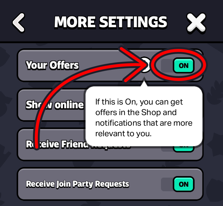 Settings Your Offers